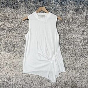 All saints duma smog white pleated asymmetrical cotton blend tank Sz xs